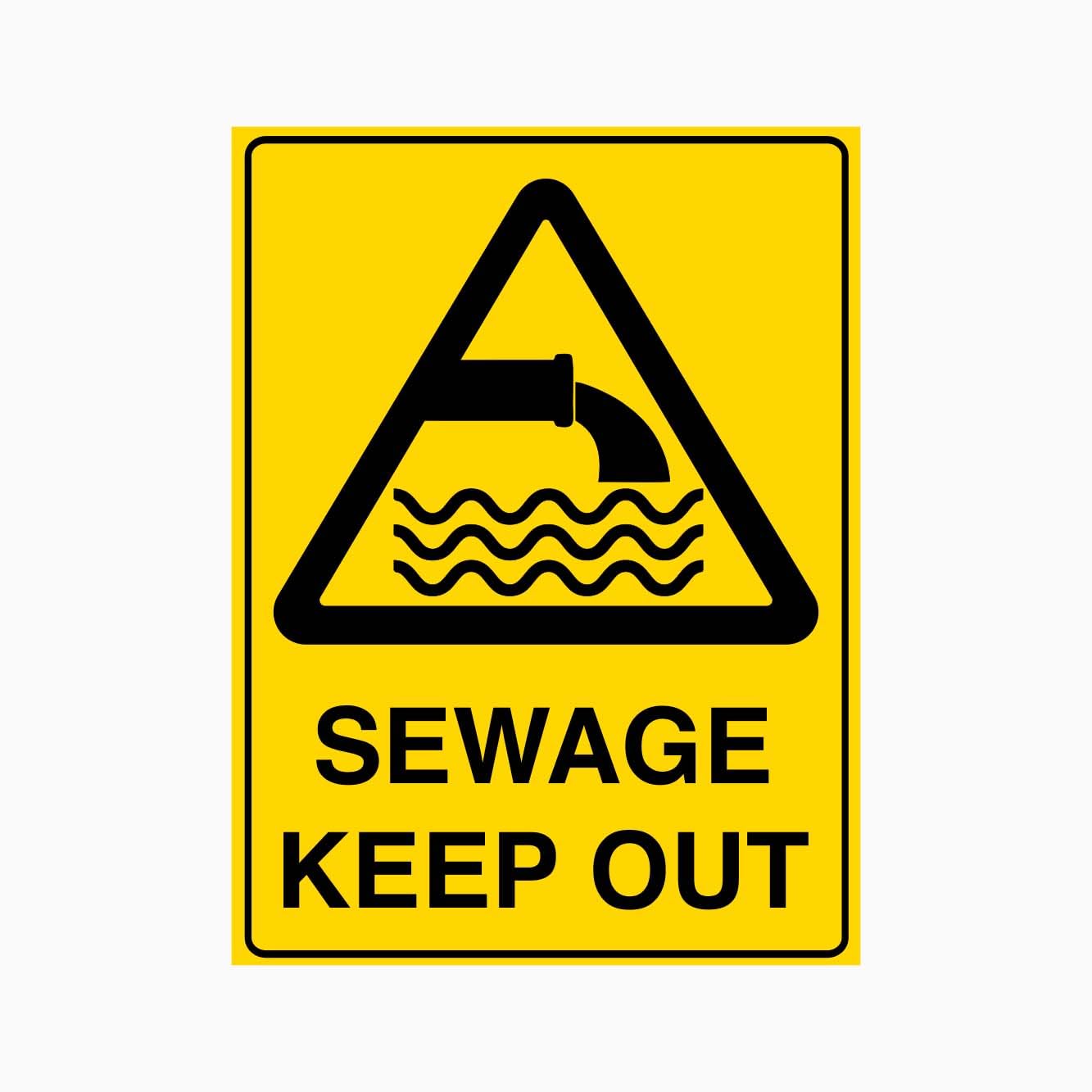 WARNING SEWAGE KEEP OUT Sign, 12x8 Metal Tin Sign, Sewage area, keep away.
