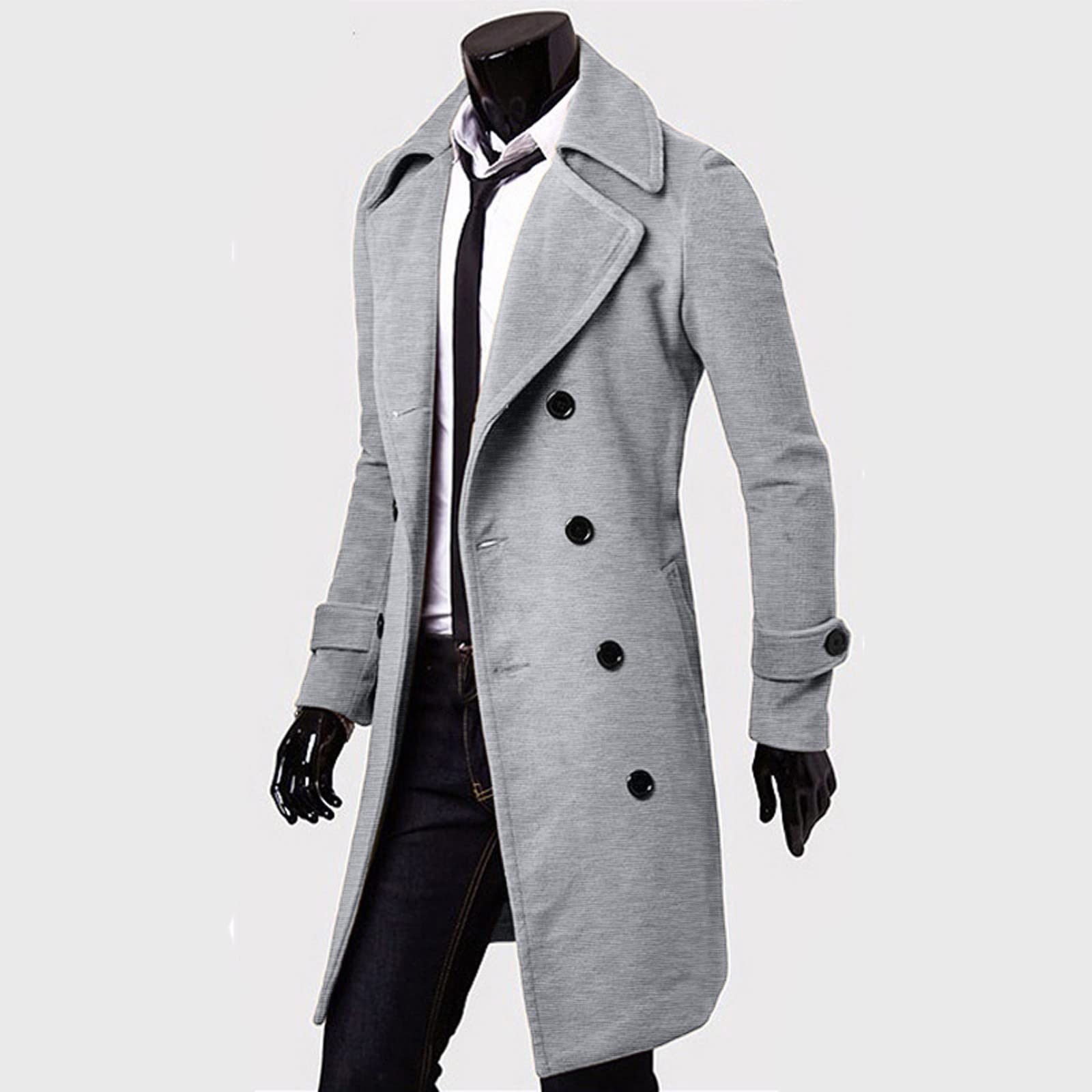 Generisch Winterjacke Herren Business Dufflecoat - Herren Winteranorak weichem Wollmix mit doppelreihigem Design für stilvolle Wärme Komfort bei kühlem Wetter