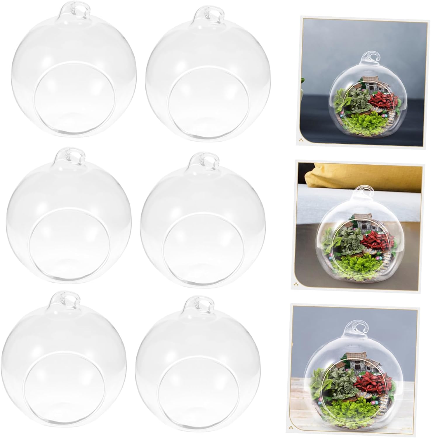 balacoo 12pcs Transparent Hanging Glass Globes Hydroponic Terrarium Vases for Air Plants -Friendly Decorative Planters for Home and Office Decor