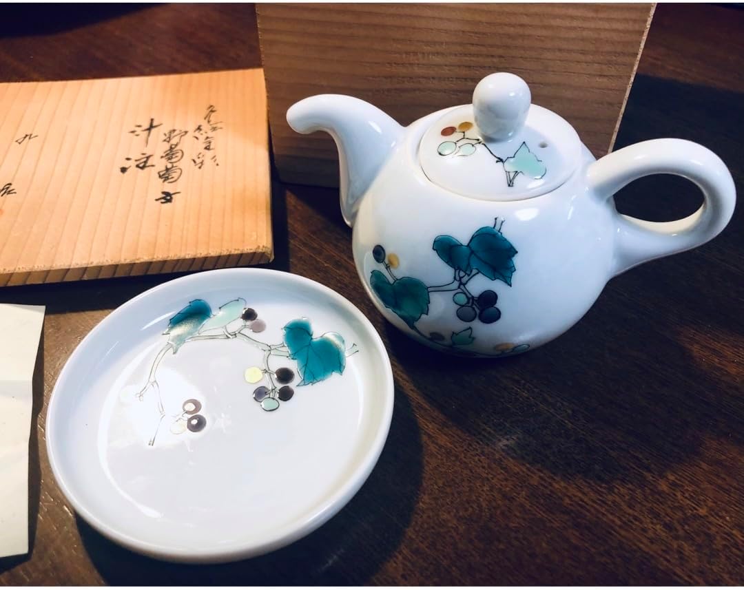 深川製磁 オールド深川 古代牡丹外赤 醤油差し 醤油入れ 書道 水差