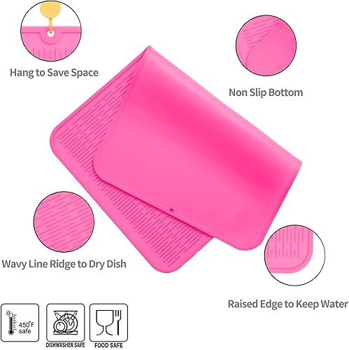 Miniatura 846 de Tapete de silicona para secado de platos para múltiples usos, fácil de limpiar, ecológico, resistente al calor, tapete de silicona para encimera