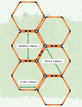 GHB Hex Agility Rings 1 Pack and 50 Pack Disc Cones 12 Rung 20ft with 3 Carrying Bag