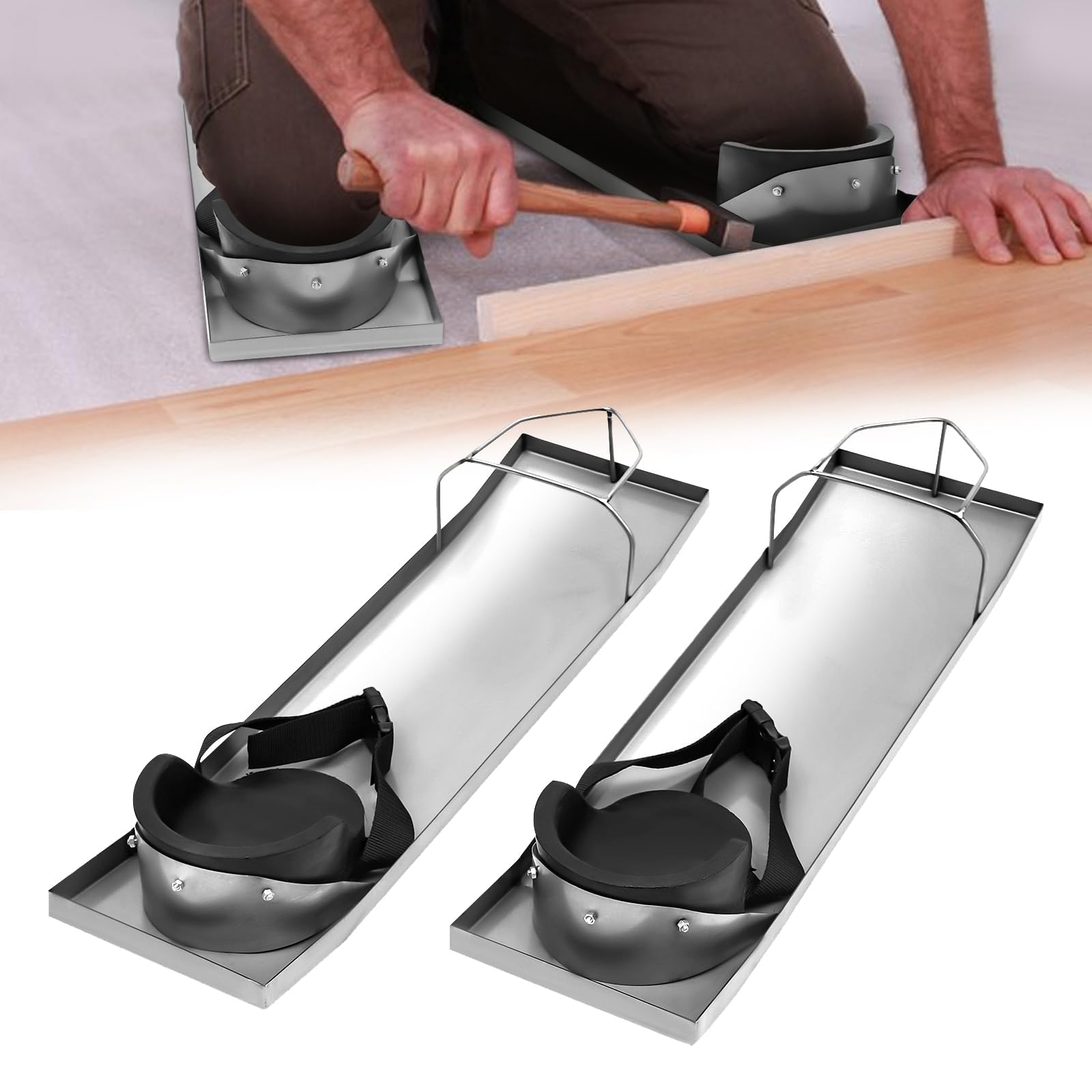 IOENC 28"*8" Concrete Knee Boards Slider Knee Boards with Pad, Kneeler Board Stainless Steel Kneedboards Concrete Sliders with Knee Pads & Board