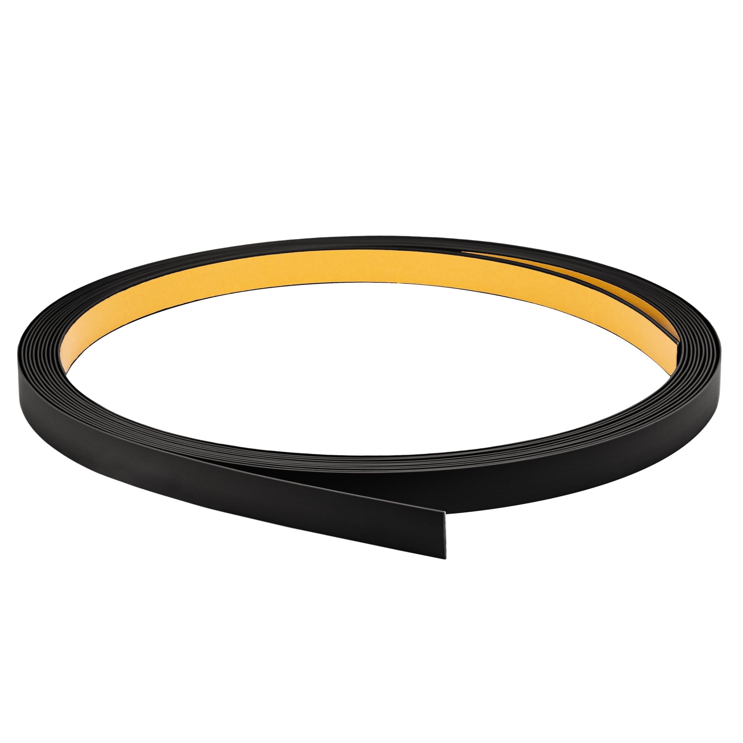 Quest Bande Plate PVC 20 mm Autoadhésive - Noir, 10 m | Baguette de finition autocollante, résistante, facile à couper, idéale pour bricolage, construction & décoration