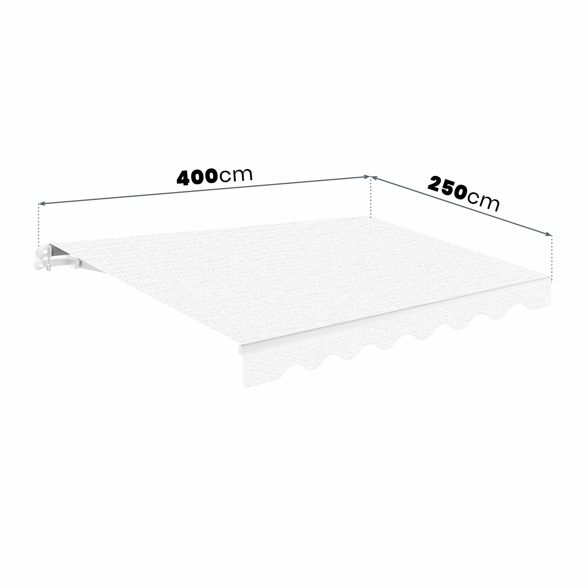 Toldo Retráctil Exterior 400x250cm Arena Poliéster – Lona Protección Solar UV - Estructura de Aluminio – Inclinación Regulable – Manivela Incluida – Manual Enrollable Terraza Jardín
