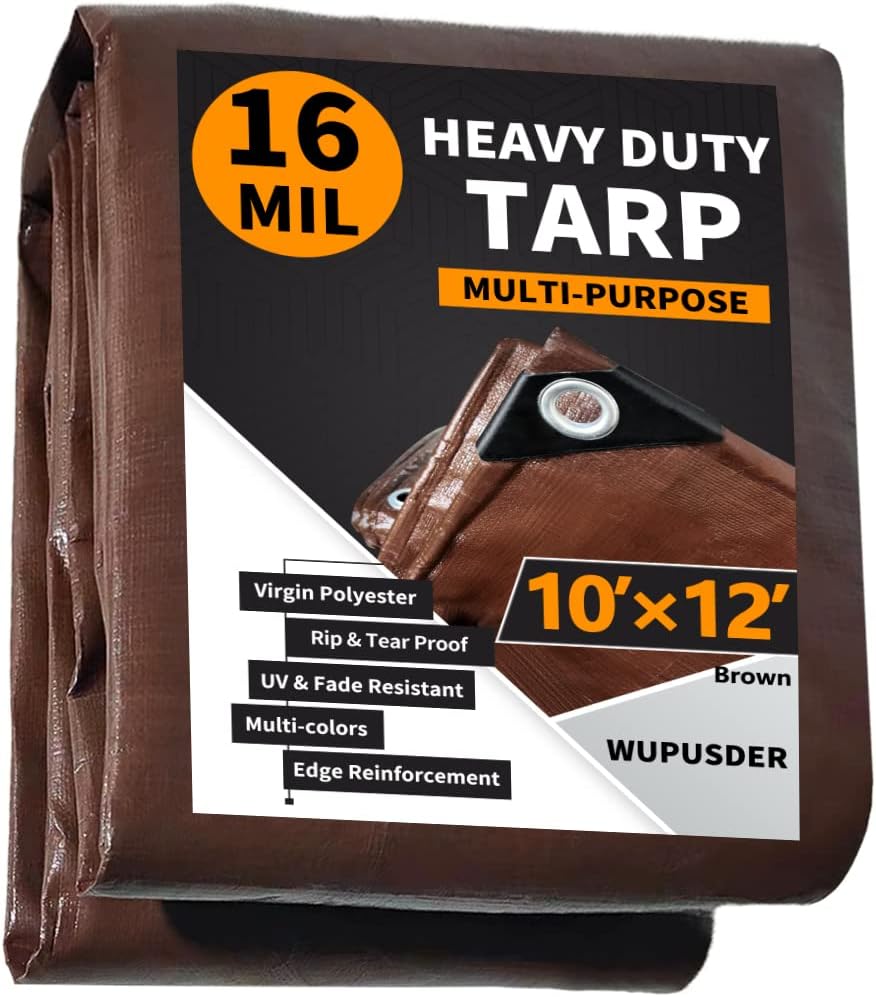 WUPUSDER Tarps Heavy Duty Waterproof, 16Mil Poly Canvas