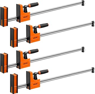 VEVOR Bar Clamps for Woodworking, 4-Pack, 36" Opening F Clamps, 1500 lbs Load Limit, Clamp/Spreader 2 Modes, Soft Rubber Pads, Ergonomic Handle, Carbon Steel Bar, for Wood Working and Metal Working