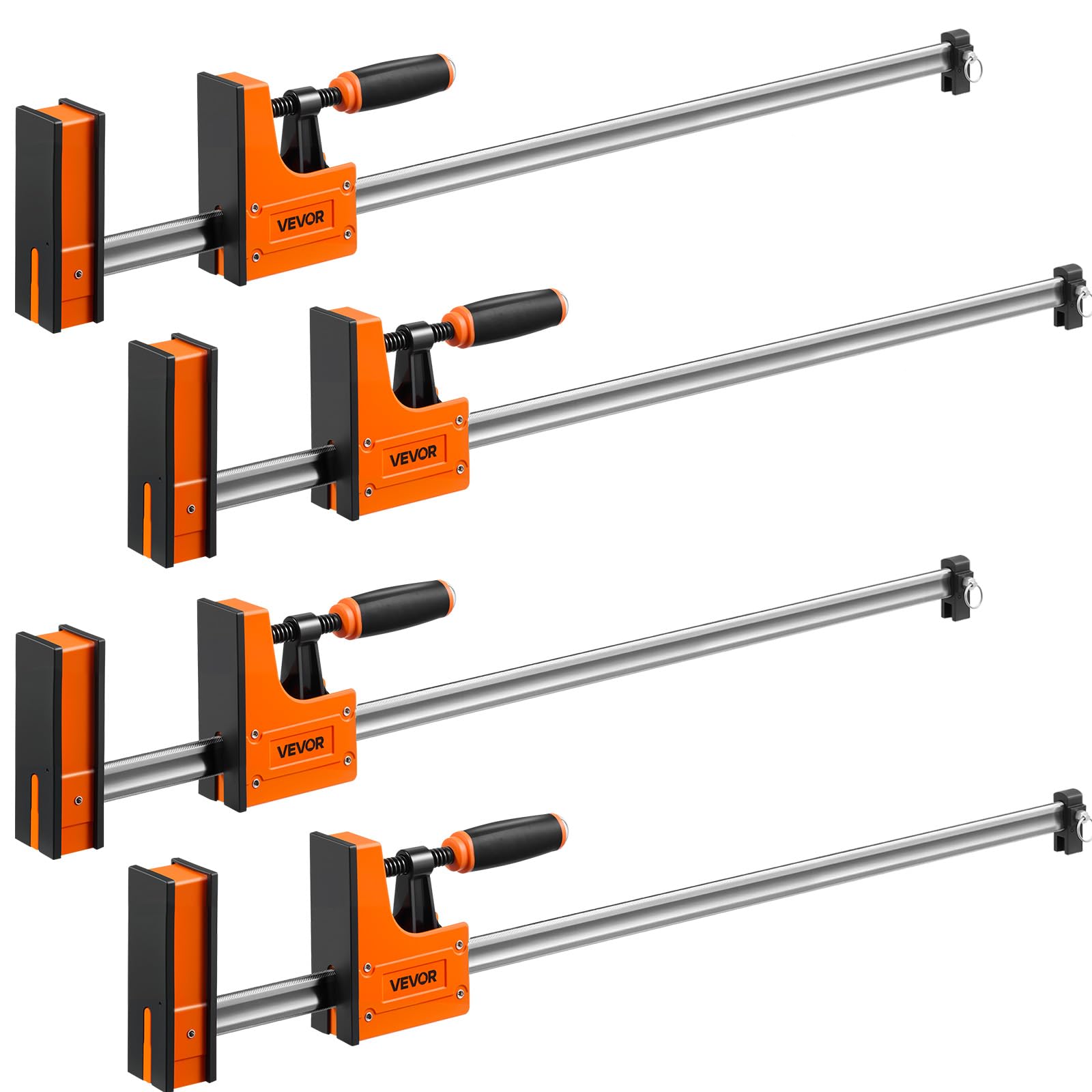 VEVOR Sargentos de Barra 4 Pcs 91,4 cm Abrazaderas de Barra para Carpintero, Fuerza de Sujeción 680 kg, Sujeción y Separación, Acero al Carbono y Almohadillas de Goma, Herramientas para Carpintería