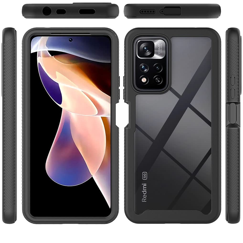 Custodia Rugged Trasparente Per Xiaomi Redmi Note 11 Pro 5G/4G – Con Protezione Schermo Integrata, Doppio Strato PC+TPU, Antiurto Militare, Blu Scuro
