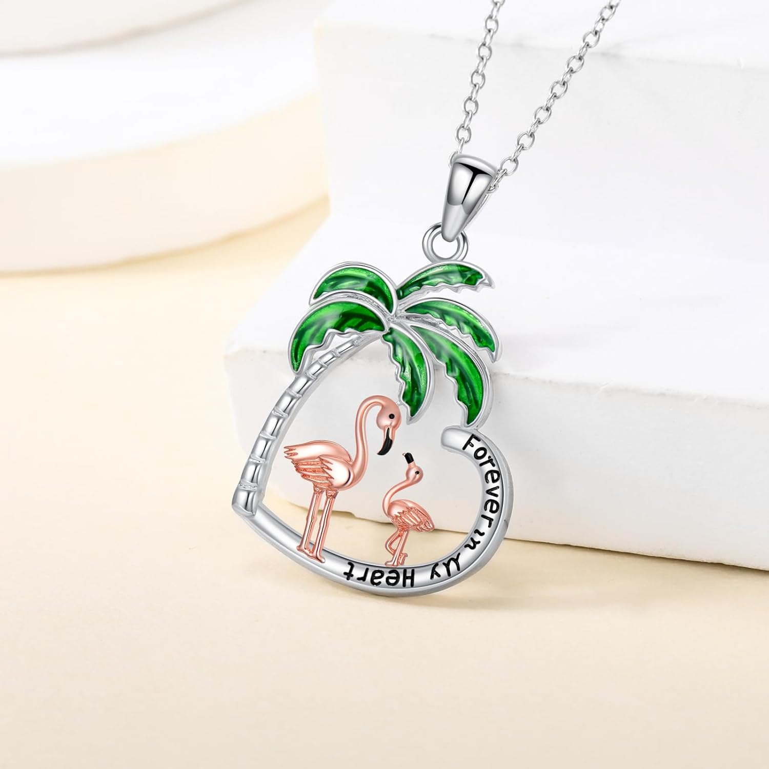 Flamingo Necklace 925 Sterling Silver Family Two/Three Flamingo Pendant Necklace Mother's Day Birthday Gifts for Women Mother Animal Lover - Image 2