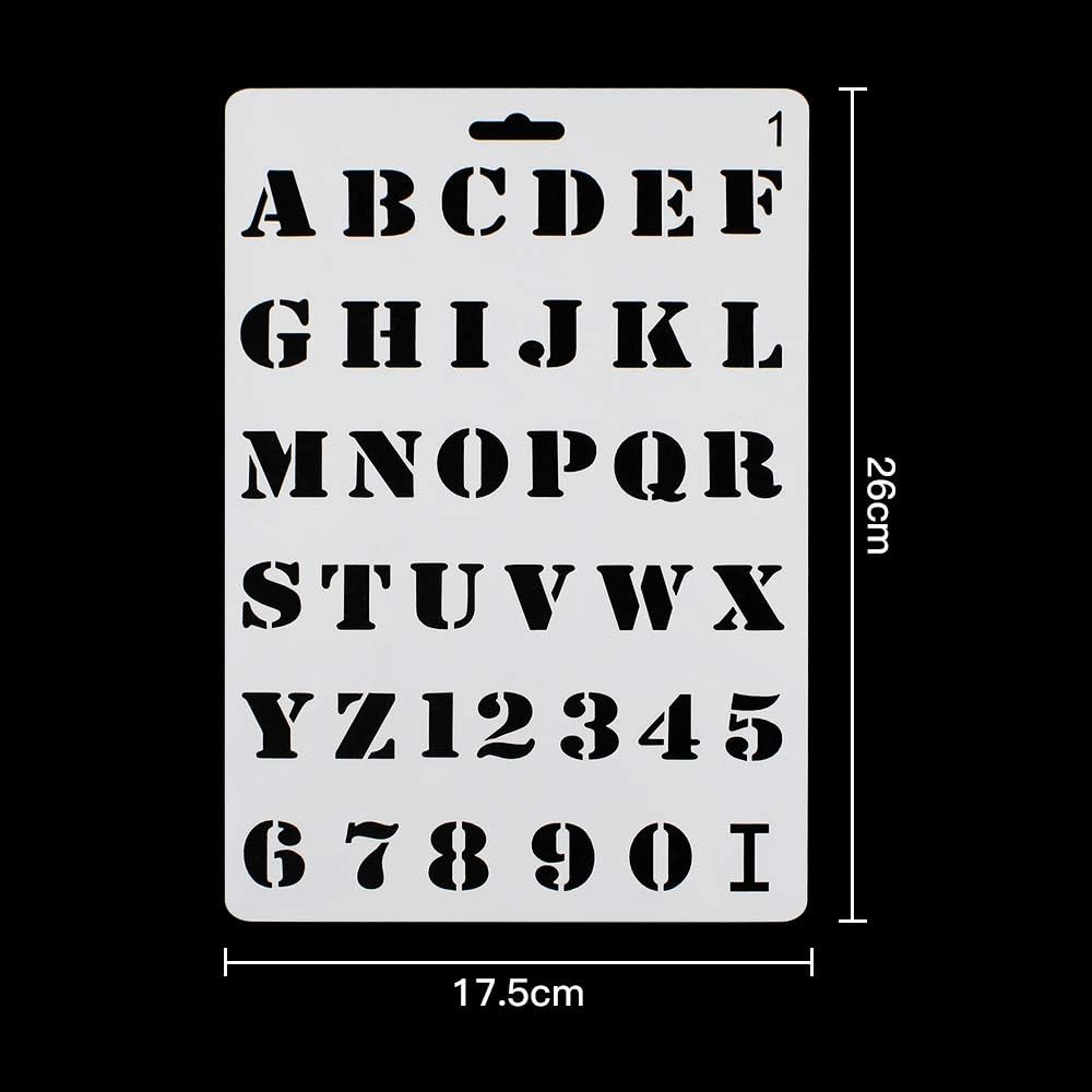 RtottiM 12 Pcs Plastic Alphabet Painting Letter Number Stencils