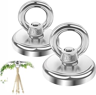 2PCS Round Neodymium Magnets, 0-33KG Strong Heavy Duty Magnet Fishing Kit, Rare Earth Magnet Fishing, Extra Strong Magnets for Salvaging, Retrieval, Lifting