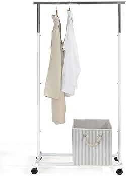 Amazon｜サニーポイント ハンガーラック プロ シングル (白 + シルバー