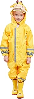LIVACASA Baby,Clothing,Baby Boys 0-24m,Snow & Rainwear,Raincoats LIVACASA Cute Raincoat Kids Waterproof Breathable Rainsuit All in One Puddle Suits Boys Girls Hooded Muddy Suit with Reflector Lightweight PVC Transparent Hat Brim for Kids