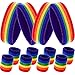 Bememo 12 Pieces Striped Sweatbands Set, Includes 4 Pieces Sports Headband and 8 Pieces Wristbands Sweatbands Colorful Striped Sweatband Set for Men and Women?Rainbow Set 4, 12 Pieces