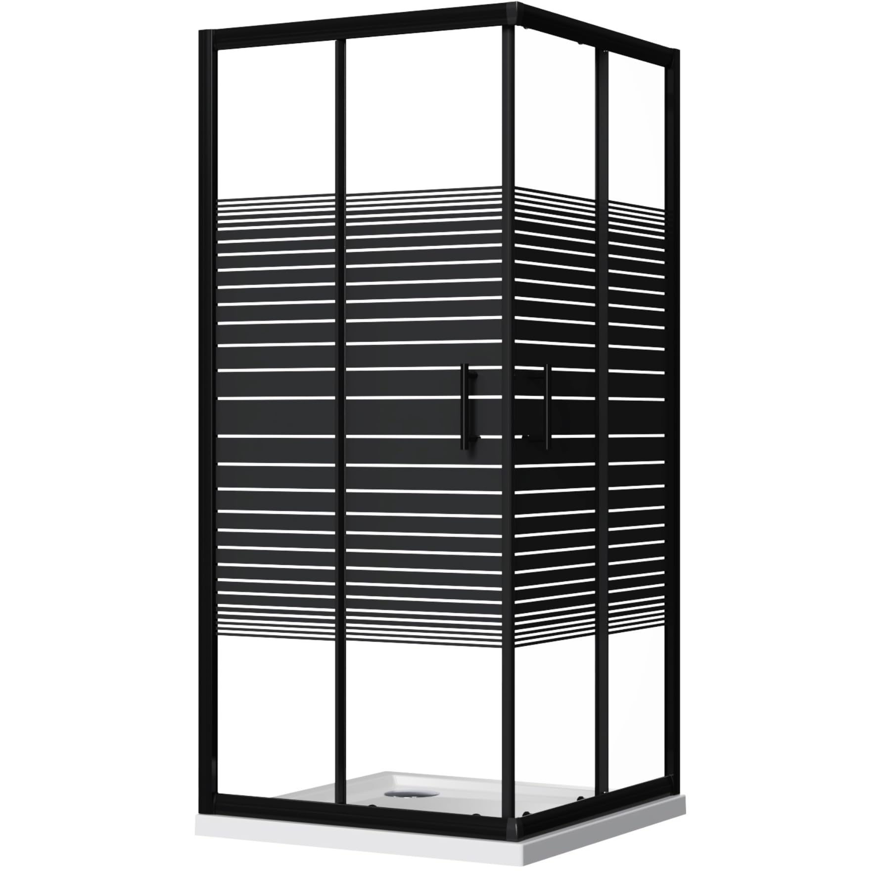 ZIK - Box Doccia 80x80 Angolare 2 Lati Nero (Altezza 190) Cabina Doccia Completa in Vetro Temperato 6mm Reversibile, Box Doccia Completo con Porta Scorrevole, Tutti i Componenti sono Inclusi