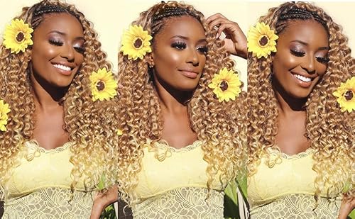 Gogo Curl Crochet Hair 18Inch Ombre Deep Wave Crochet Hair,Synthetic Deep Twist Crochet Braid Bohemian Crochet Braiding Hair Extensions (6Packs,27/613) #TOP6