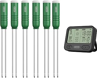 Dr.meter4-in-1 Moisture Meter for Plants, 300ft Wireless Soil Tester Sensor, Temperature/Light/Time/Soil Hygrometer Monitor with LCD Display for Indoor Outdoor Plants Garden Farm Greenhouse 6Pcs