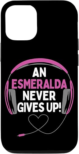 iPhone 14 Pro Gaming Quote "An Esmeralda Never Gives Up" Headset Case