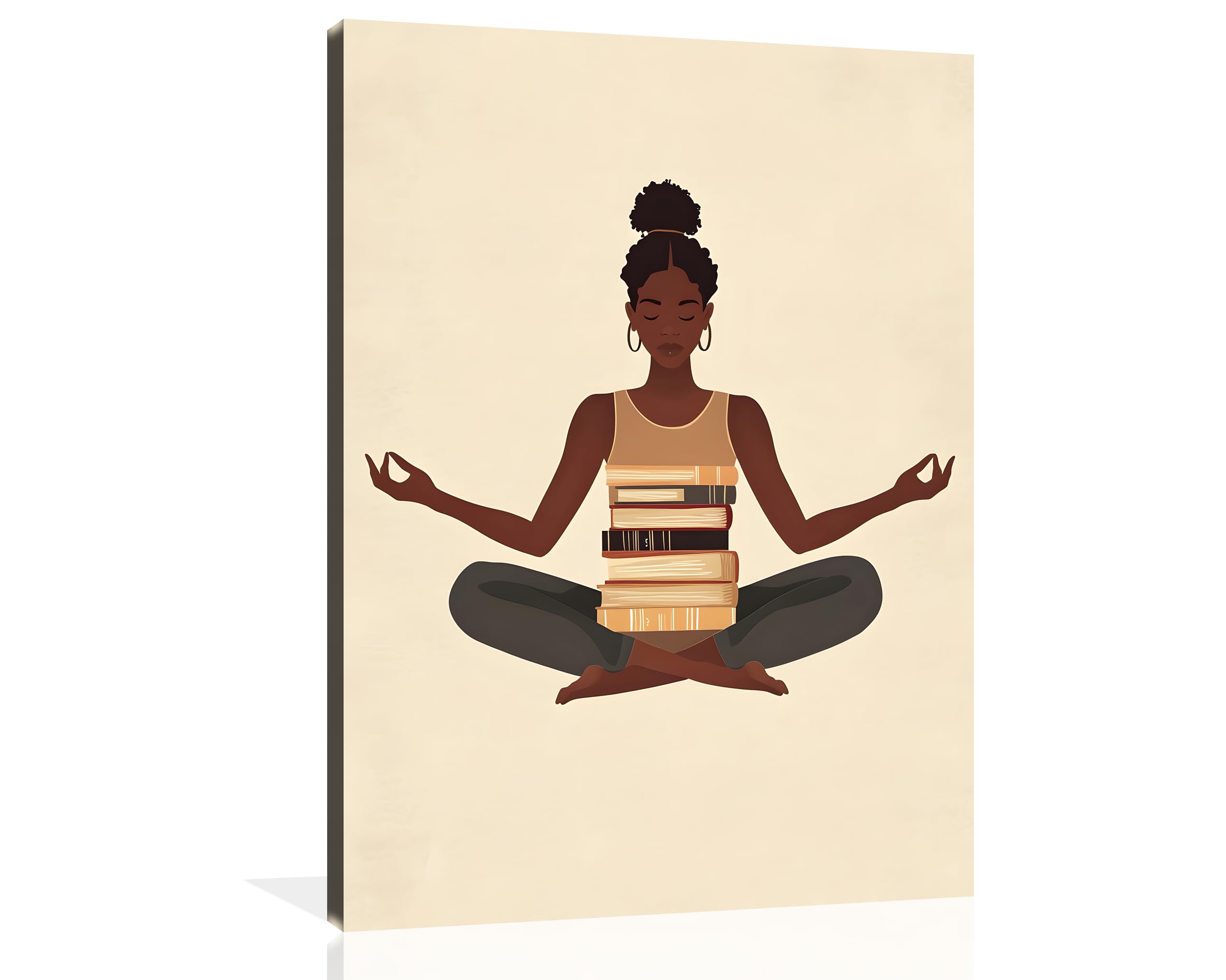 OWNANRTHM African American Women Poster Black Woman Book Lover Painting Black Girl Canvas Wall Art African American Boho Pictures for Living Room