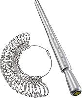 Vista 8 de Meowoo Juego de herramientas de medición de anillo, medidor de anillos con lupa, herramientas de medición de mandril de anillo sólido cónico