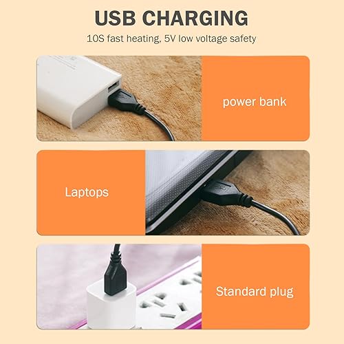 Miniatura 3 de Manta eléctrica, 32 x 24 pulgadas, manta térmica con bolsillo, manta de calentamiento rápido USB, manta portátil suave y cálida para dormitorio,