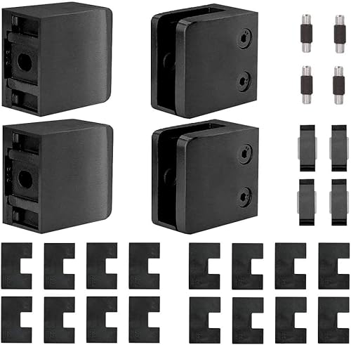 Abrazadera de vidrio cuadrada de acero inoxidable 304 para tubos cuadrados de superficie plana y barandilla de vidrio, para vidrio de grosor de 38