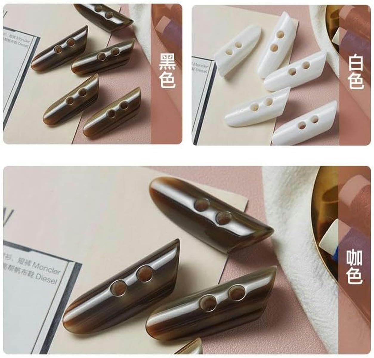 40 * 13MM 20/50PCS Bottoni grandi in resina Fish Eye per cardigan Bottoni verde oliva Bottoni vintage per giacche a vento Maglieria Caffè bianco-caffè-50 pezzi