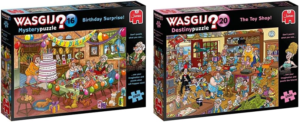 Jumbo, Wasgij, Mystery 16 - Birthday Surprise!, Jigsaw Puzzles for Adults, 1,000 piece & Wasgij, Destiny 20 - The Toy Shop!, Jigsaw Puzzles for Adults, 1,000 piece