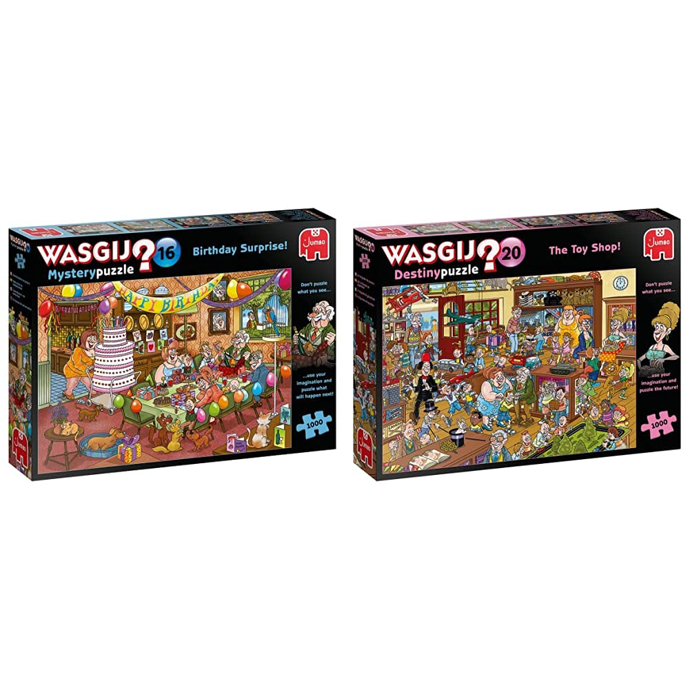 Jumbo, Wasgij, Mystery 16 - Birthday Surprise!, Jigsaw Puzzles for Adults, 1,000 piece & Wasgij, Destiny 20 - The Toy Shop!, Jigsaw Puzzles for Adults, 1,000 piece