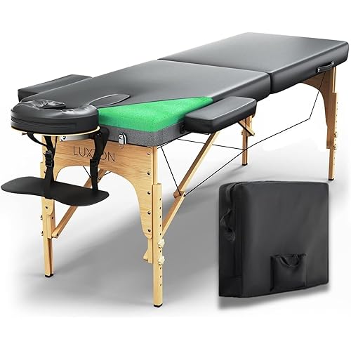 Luxton Home Premium Foam Massage Table Portable Foldable Massage Bed Height Adjustable, 72 Inches Long 27 Inches Wide Home Salon Spa Bed Tattoo Table with Accessories & Carrying Case, Easy Set Up