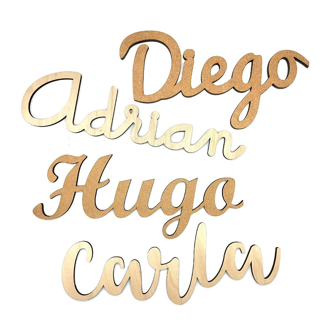EVYRE | Nombre Madera Personalizado | Para Decoración Habitación Infantil, Bautizo O Baby Shower | Letras Decorativas Para Eventos, 25/35/45 cm | Letras De Madera Para Pared O Puerta, 4 Tipografías