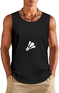 Badminton Men's Tank Tops Summer Sleeveless T-Shirts Gym Workout Tee with Funny Print