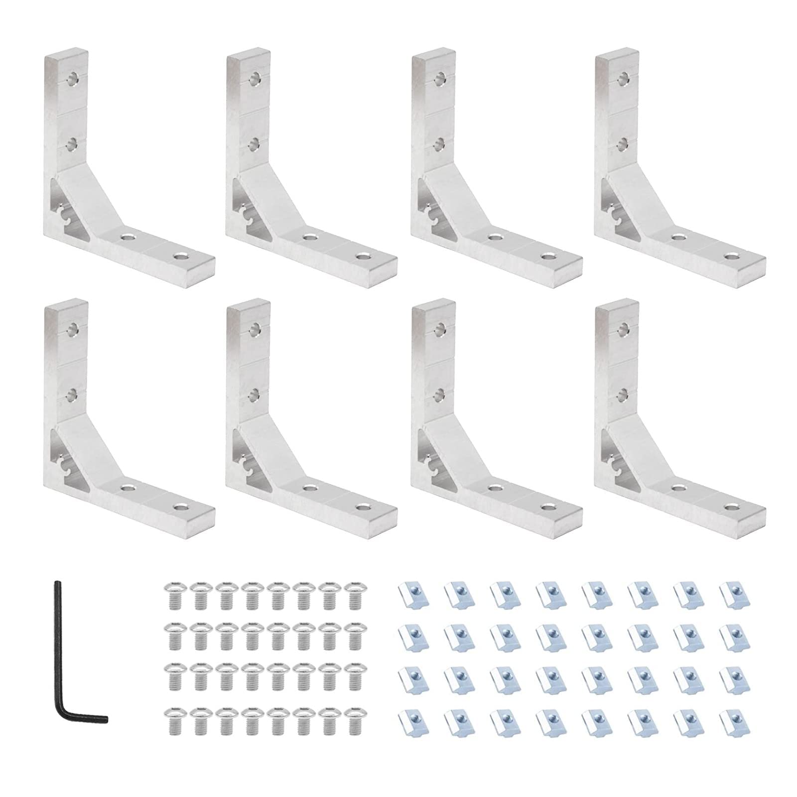 10 teilig L-förmig Eckwinkel Alu Winkel Profilverbinder Befestigung Set 20x20mm