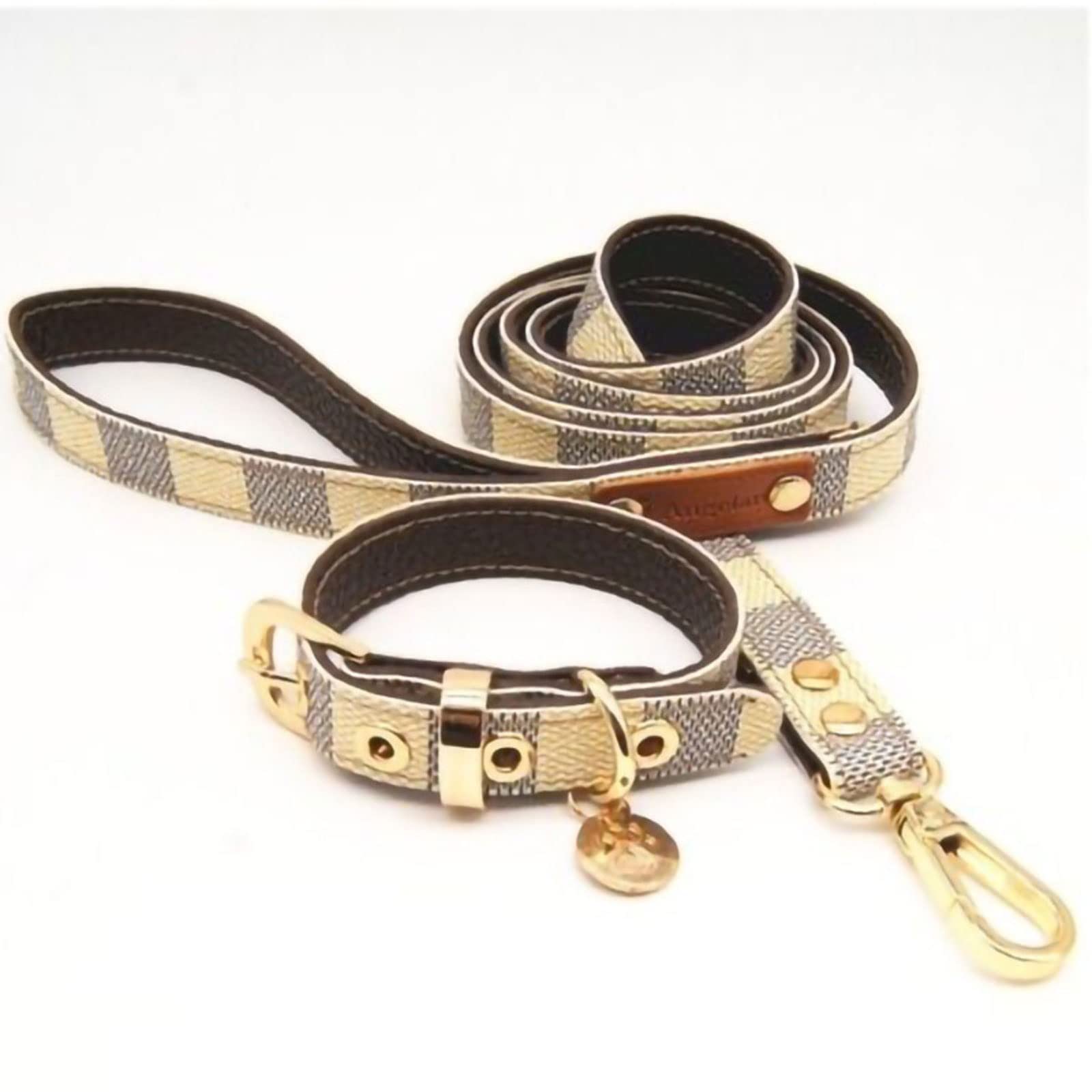 XIANGFAGS Laisse Chien Ensemble de Collier for Chiens Kitten Dog Leash Harnais Designer Bouledogue personnalisé Petit Cuir véritable for Une Main Douce