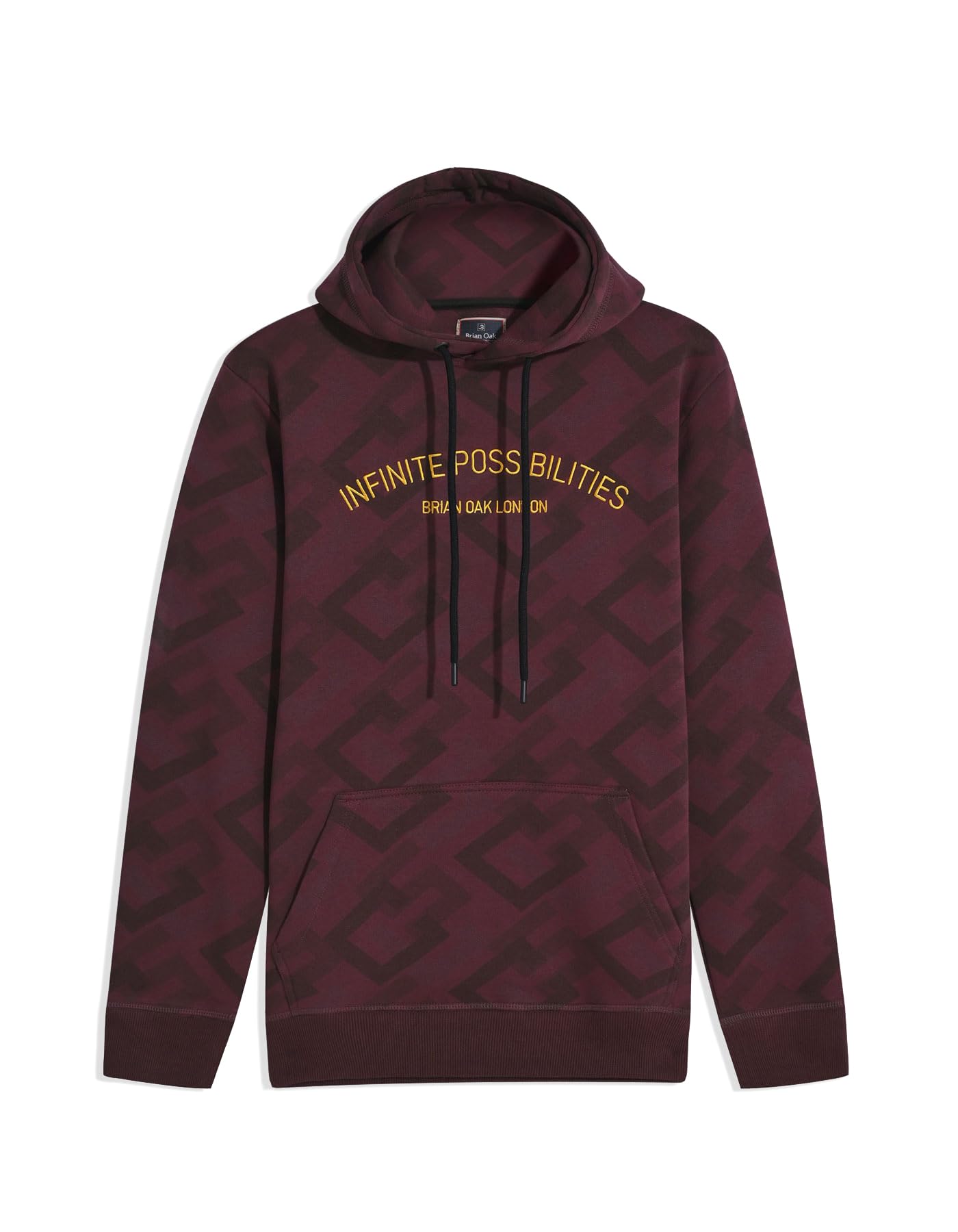 BRIAN OAK LONDON Infinite Possibilities Maroon Fleece Hoodie (UK, Alpha, XL, Regular, Regular, Maroon)