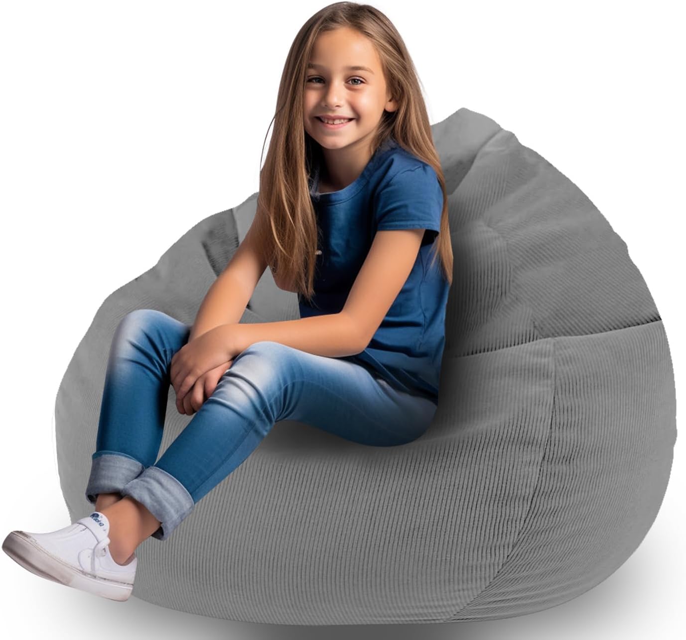 Bean Bag Cover for Organizing Plush Memory Foam Stuffed Animal Bean Bag Storage Soft Washable Premium Corduroy Organizer Keep Room Clutter Stuffable (Without Filling) X-Large