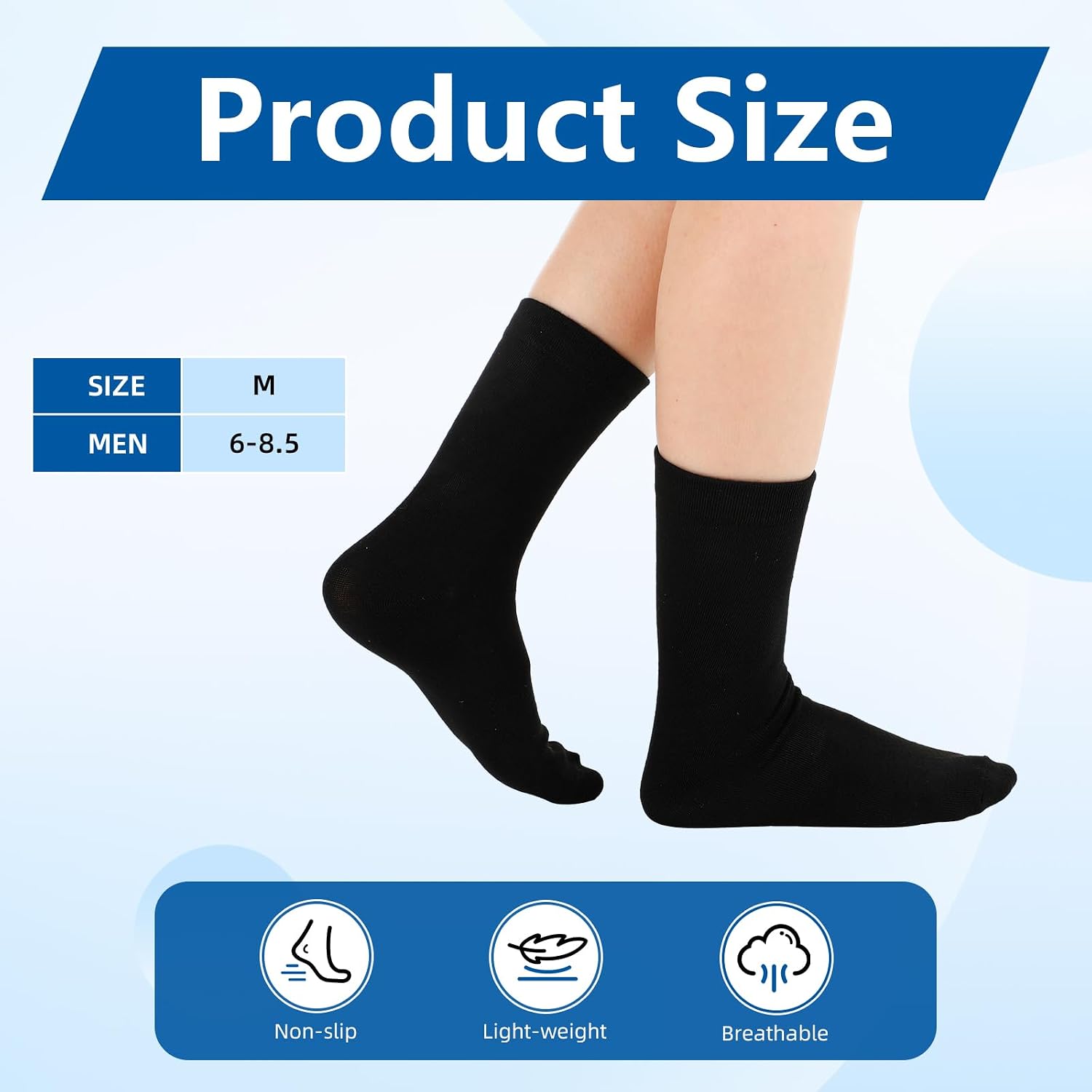 Cozypower 2 Pairs Luxury Men's Business Silk Socks Breathable Black Dress Knee High Socks for Formal Wear, Size M