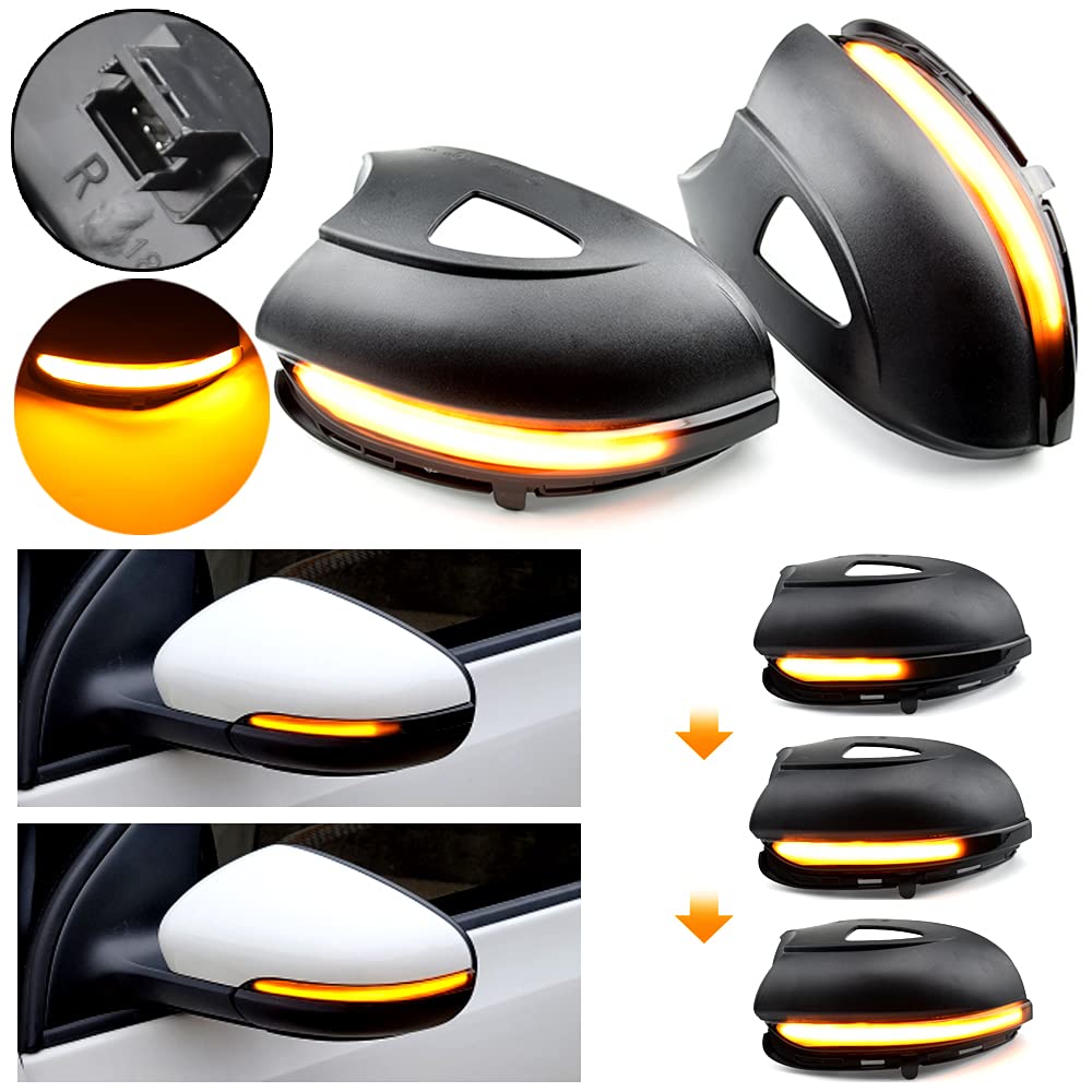 2 pezzi Segnale dinamico a LED sequenziale per specchietto laterale Compatibile con VW Golf MK6 Compatibile con GTI 6 R Line VI R20 Tou-ran con fori