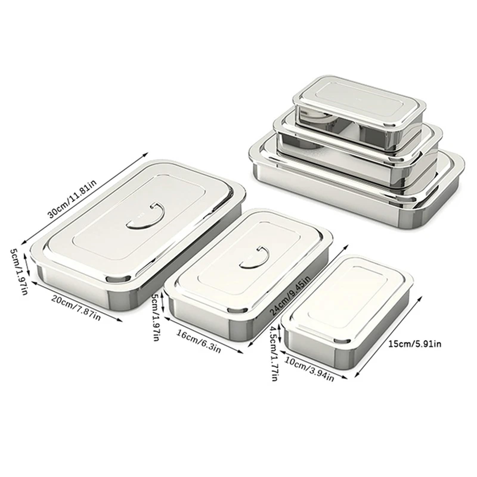 Edelstahl Box Mit Deckel Dental Tray Chirurgische Pflege Deckel Medizinische Geräte Sterilisator Container for Zahnarzt Lagerung Box(11.5in)