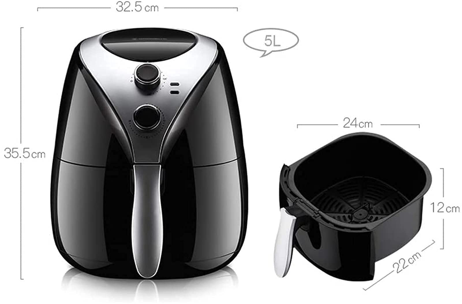 Friggitrice ad aria per uso domestico Friggitrice ad aria da 5 litri Frieshine francese multifunzionale Home Smart senza friggitrice Forno con tempi precisi con suono rapido Ogni famiglia Stabilize