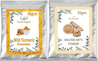 100% Natural Wild Turmeric Powder, Multani Mitti Powder(50gm each)