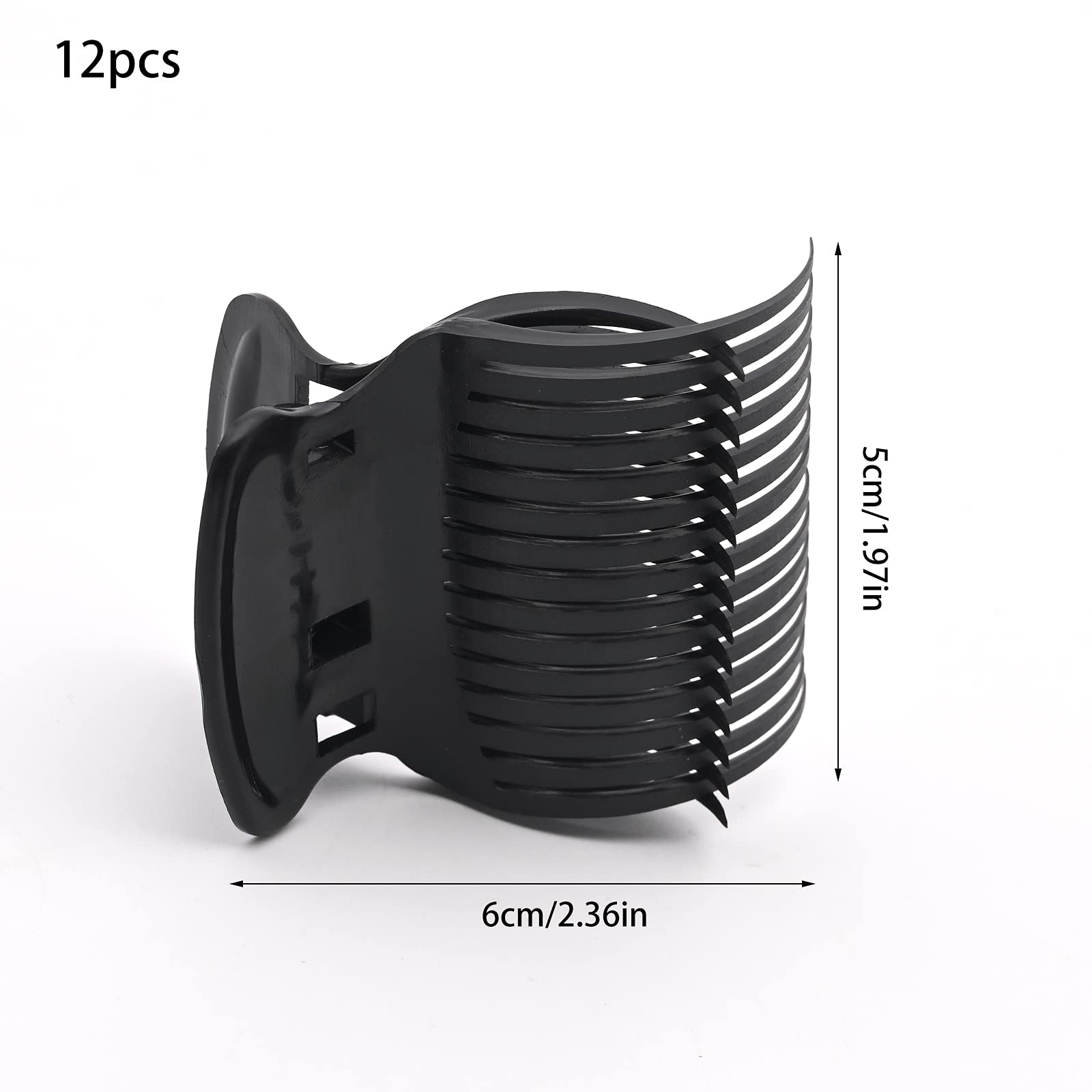 12 Pcs Hot Roller Claw Clips, Plastic Perm Insulation Hair Styling Clips With Heat Resistance for Women Girls Salon Section Styling (Black)