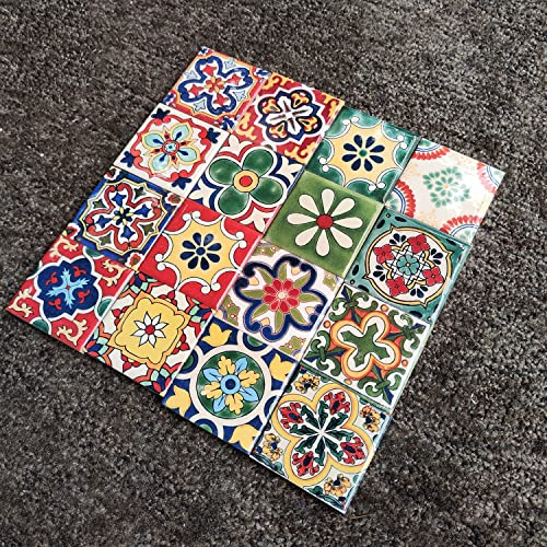 16 Mixed Talavera Designs Hand-Painted Ceramic Tile 1.9"X1.9" / Piece- 16 Pieces/Pack #TOP3