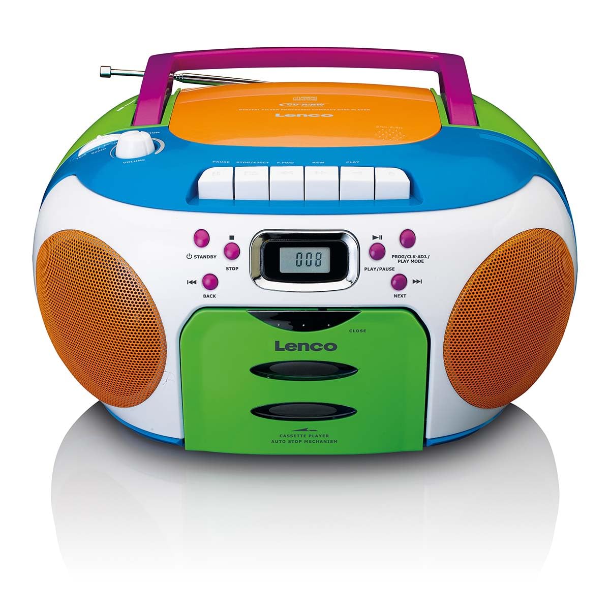 Lenco SCD-971 - CD Player - Radio CD Player - auch für Kinder - Tragbar | CD Spieler -Kinderradio - Kassettenradio mit CD - Kassettenspieler - Kopfhöreranschluss