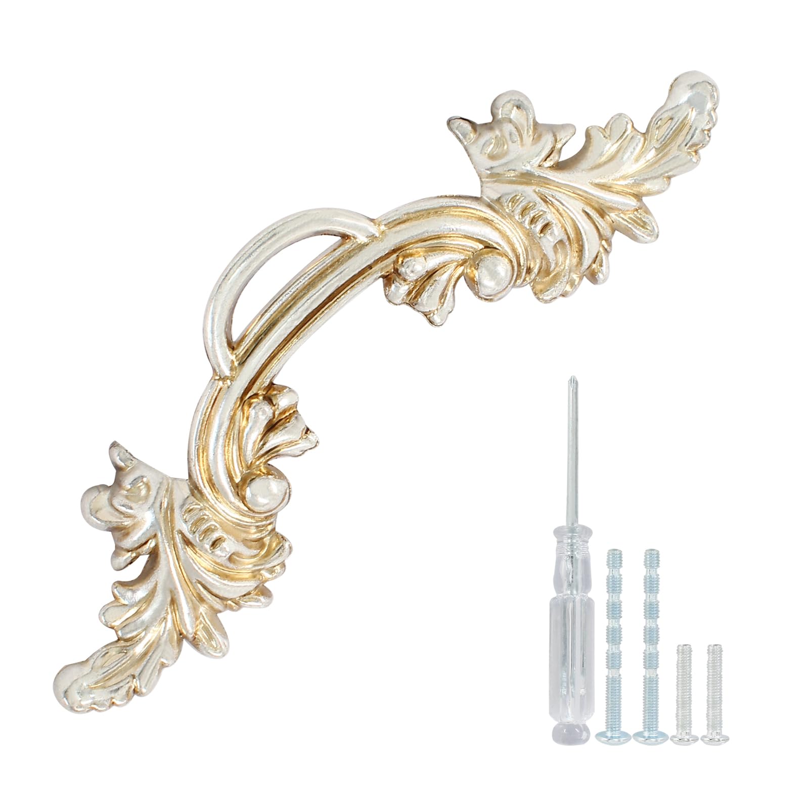 Biaungdo6 Pcs Vintage Cabinet Pulls Handles, Shabby Chic Drawer Handles European Style Dresser Pulls Vintage Antique Furniture Handles for Dresser Drawer(2-1/2 Inch Hole Center, Antique Silver)