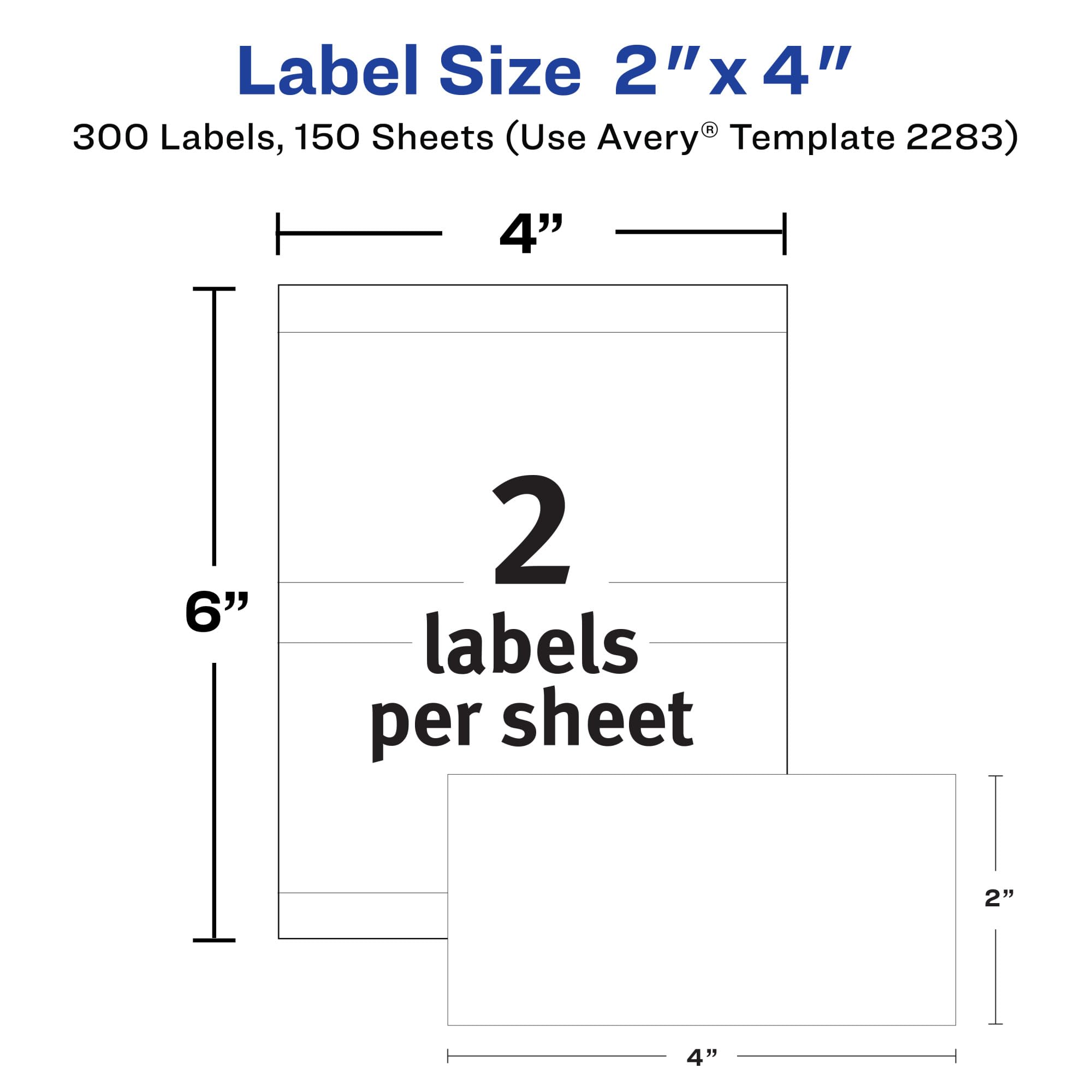 Avery Lot de 3 paquets d'étiquettes blanches amovibles imprimables tout usage, 5,1 x 10,2 cm, pour écrire ou imprimer, idéales pour les projets d'organisation, 300 étiquettes vierges personnalisables