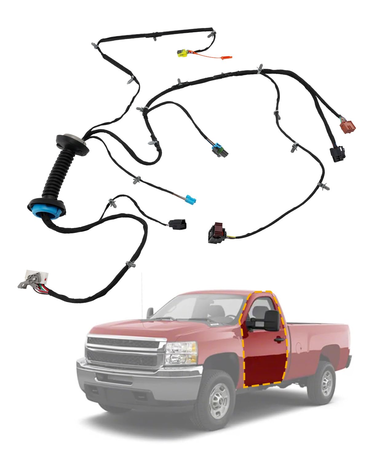 Door Wiring Harness, Compatible with 2010-2014 Chevy Silverado/GMC Sierra 1500 2500 3500, Front Left Driver Side, DL3 Power Fold Door Jumper Wire Harness, LH Grommet Wiring, Replaces OE# 22912627