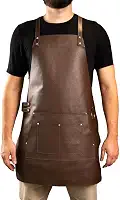 Avental Churrasqueiro Couro Legítimo Gourmet Marrom Cafe