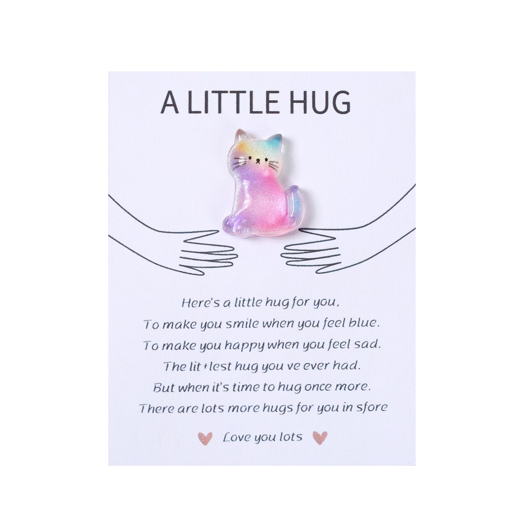 Pocket Hug - Cat Pocket Hugs For Friends, Hug Gift, Little Pocket Hug, Sending A Hug Gift, Pocket Hugs For Children Girlfriend, Little Pocket Hug Heart Token Keepsake (PINK SIT)
